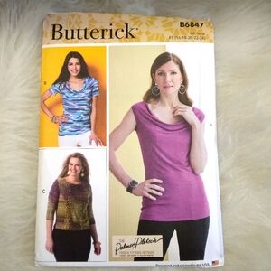 BUTTERICK B6847 SZ 16-24 Misses Cowl Neck Knit Tops The Palmer/pletsch Method